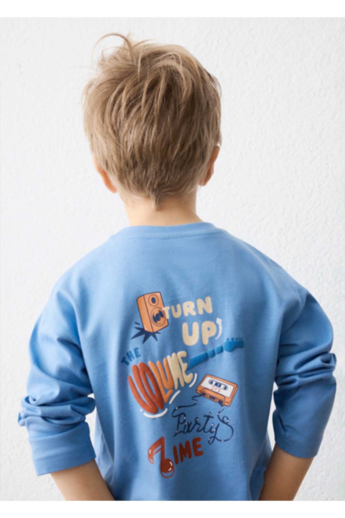 Mayoral Kış Sezon Erkek Çocuk Uzun Kol Çift Yüz Baskı Tshirt - Mavi