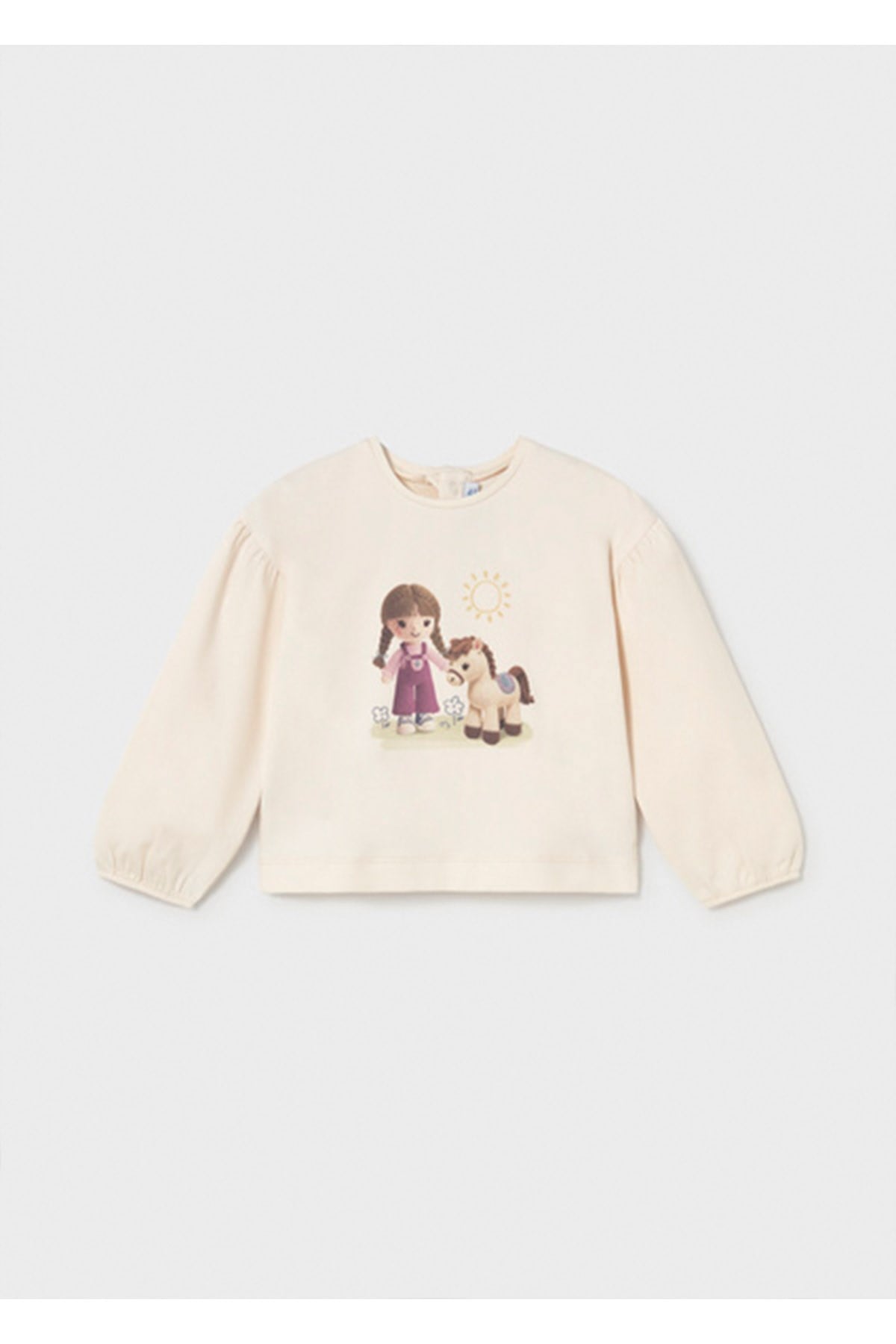 Mayoral Kış Sezon Kız Bebek Uzun Kol Baskılı Tshirt - Krem