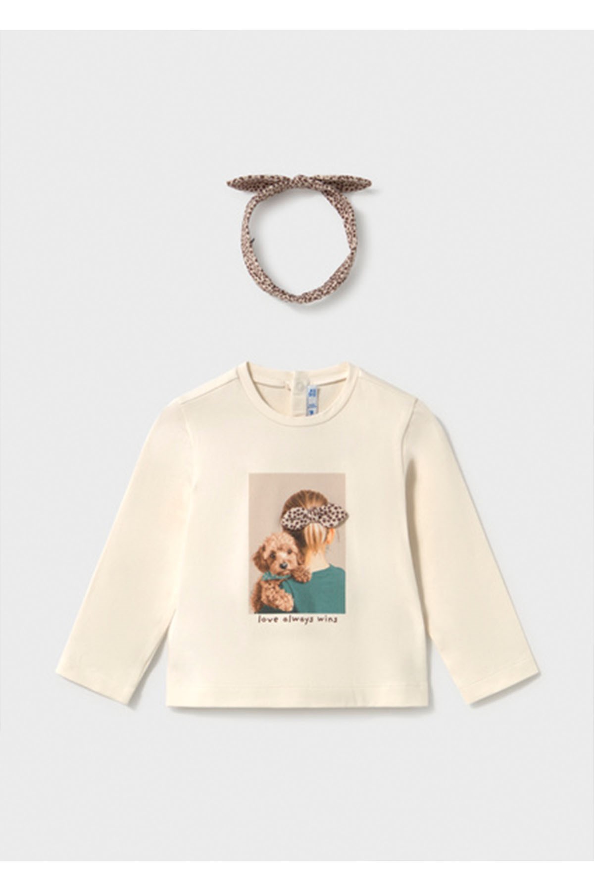 Mayoral Kış Sezon Kız Bebek Uzun Kol Bandanalı Tshirt - Krem