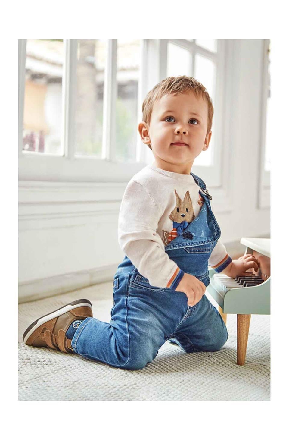 Mayoral Kışlık Erkek Bebek Denim Salopet Mavi