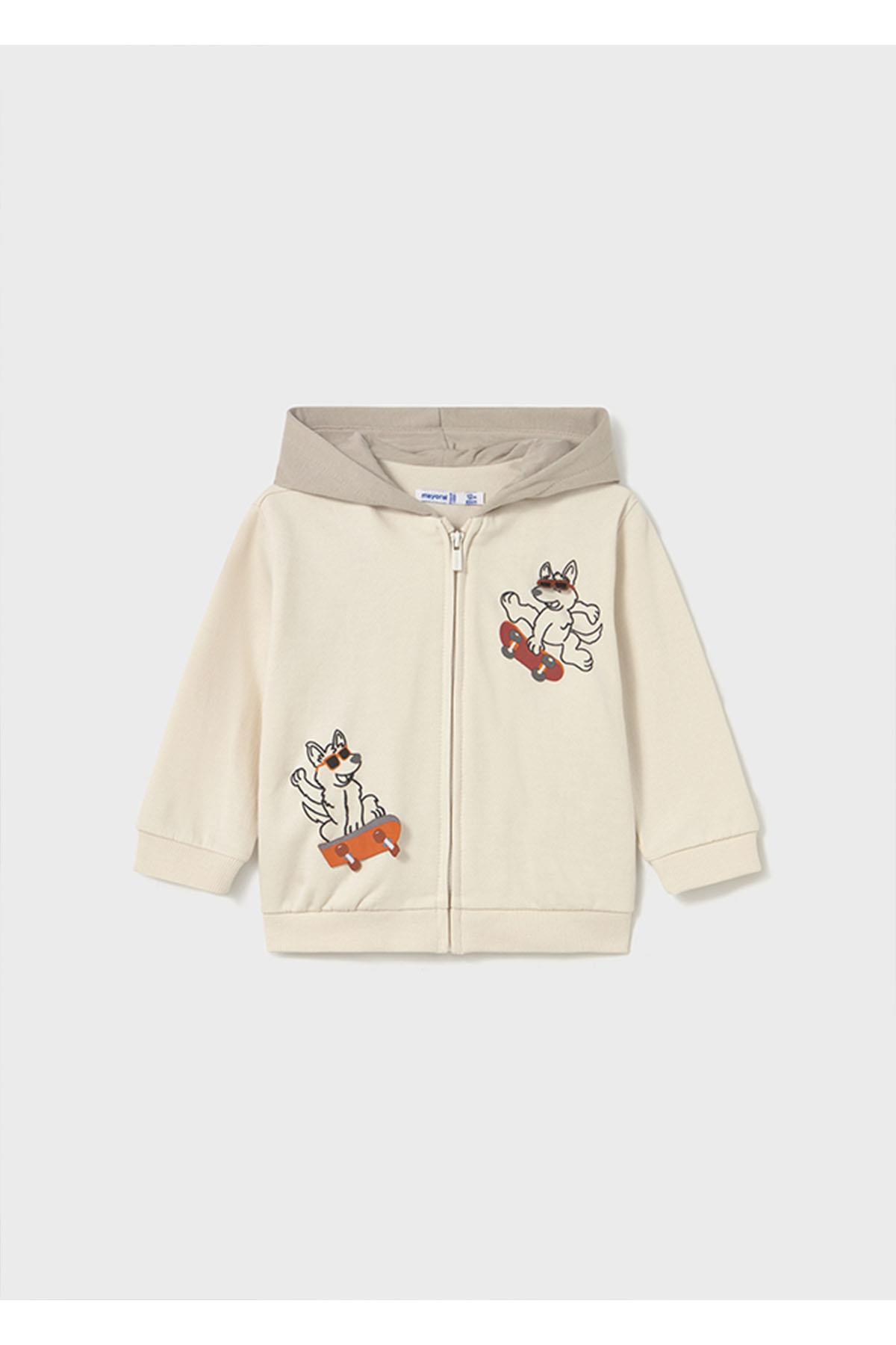 Mayoral Kışlık Erkek Bebek Kanguru Sweatshirt - Krem