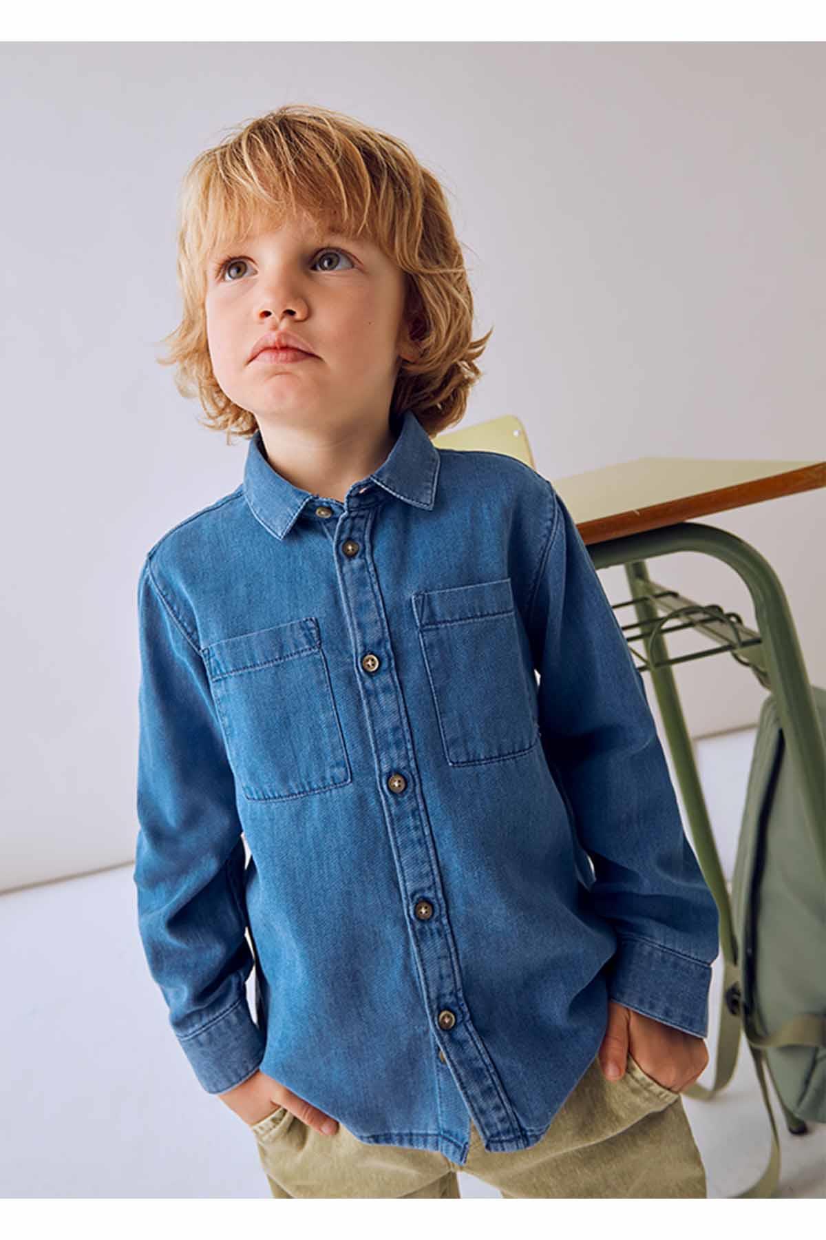 Mayoral Kışlık Erkek Çocuk Denim Gömlek -Mavi