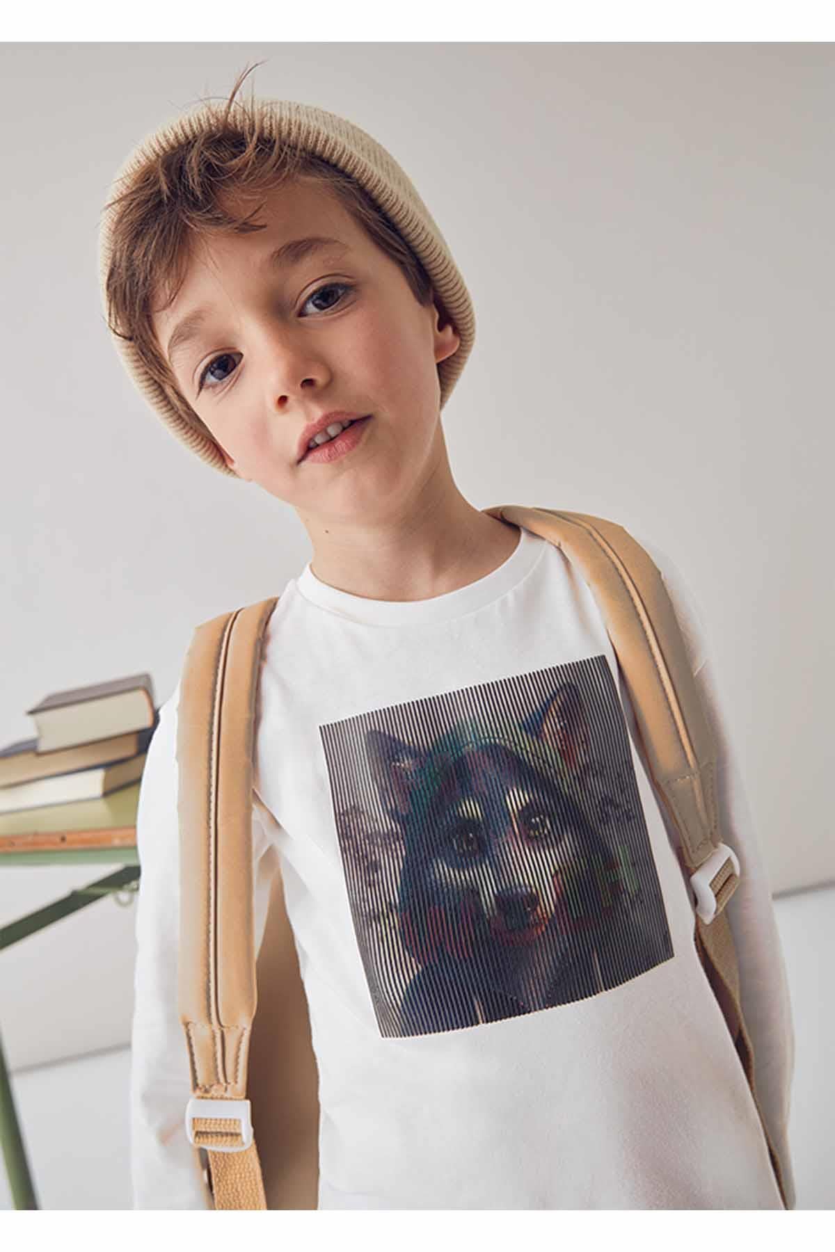 Mayoral Kışlık Erkek Çocuk Uzun Kol Tshirt - Ekru