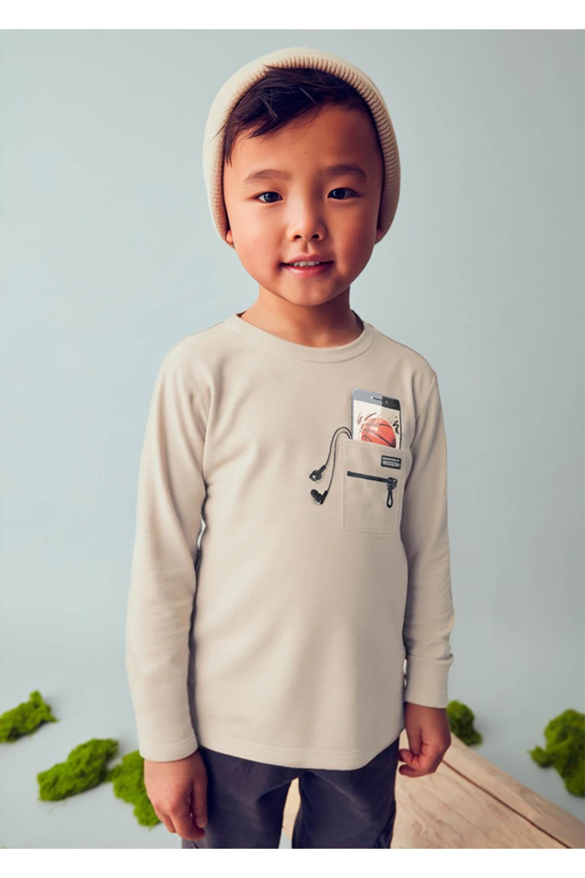 Mayoral Kışlık Erkek Çocuk Uzun Kol Tshirt - Bej