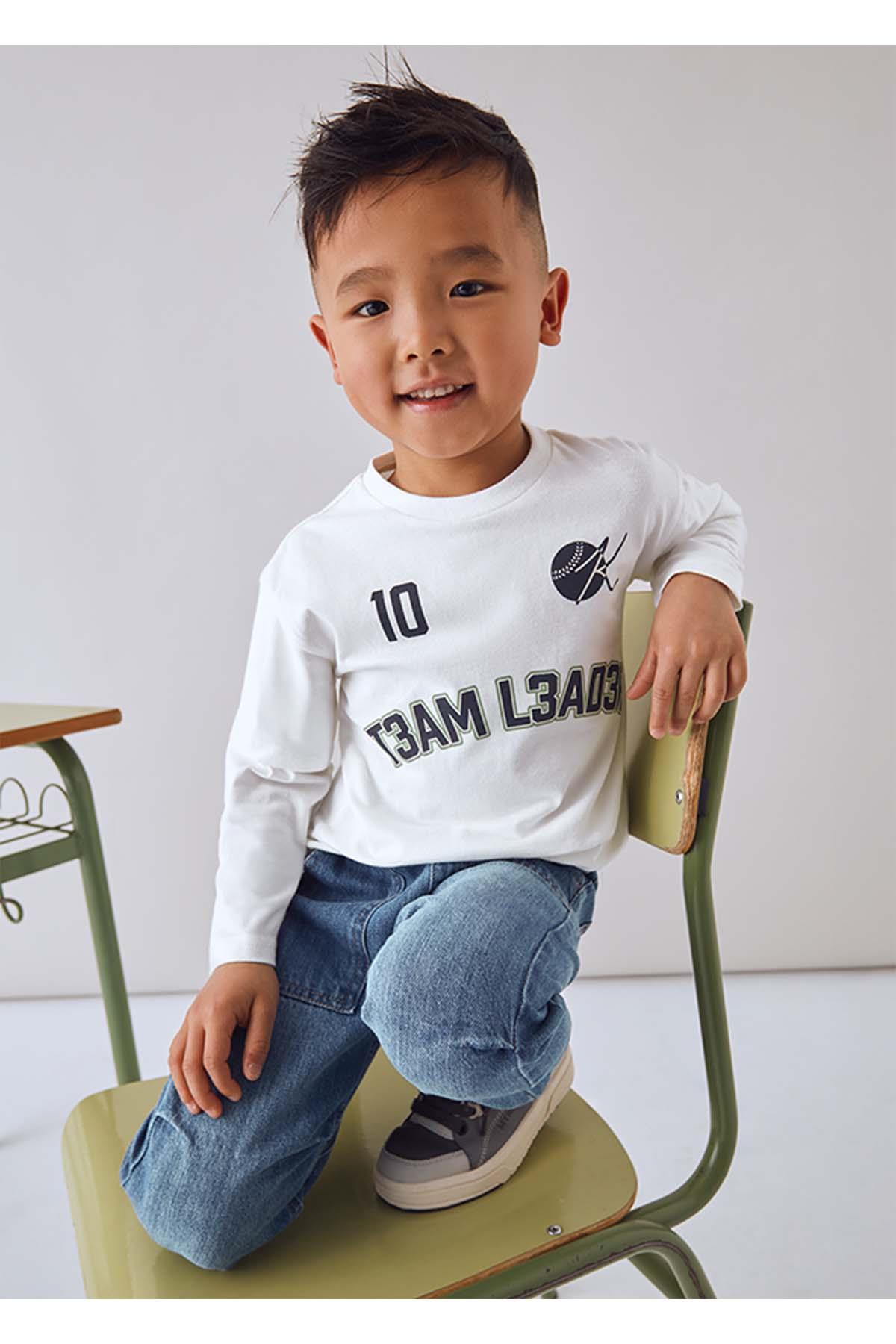Mayoral Kışlık Erkek Çocuk Uzun Kol Tshirt - Ekru