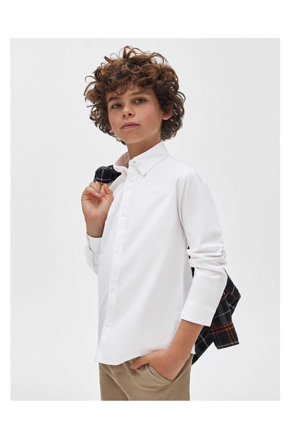 Mayoral Kışlık Erkek Uzun Kol Basic Gömlek Beyaz