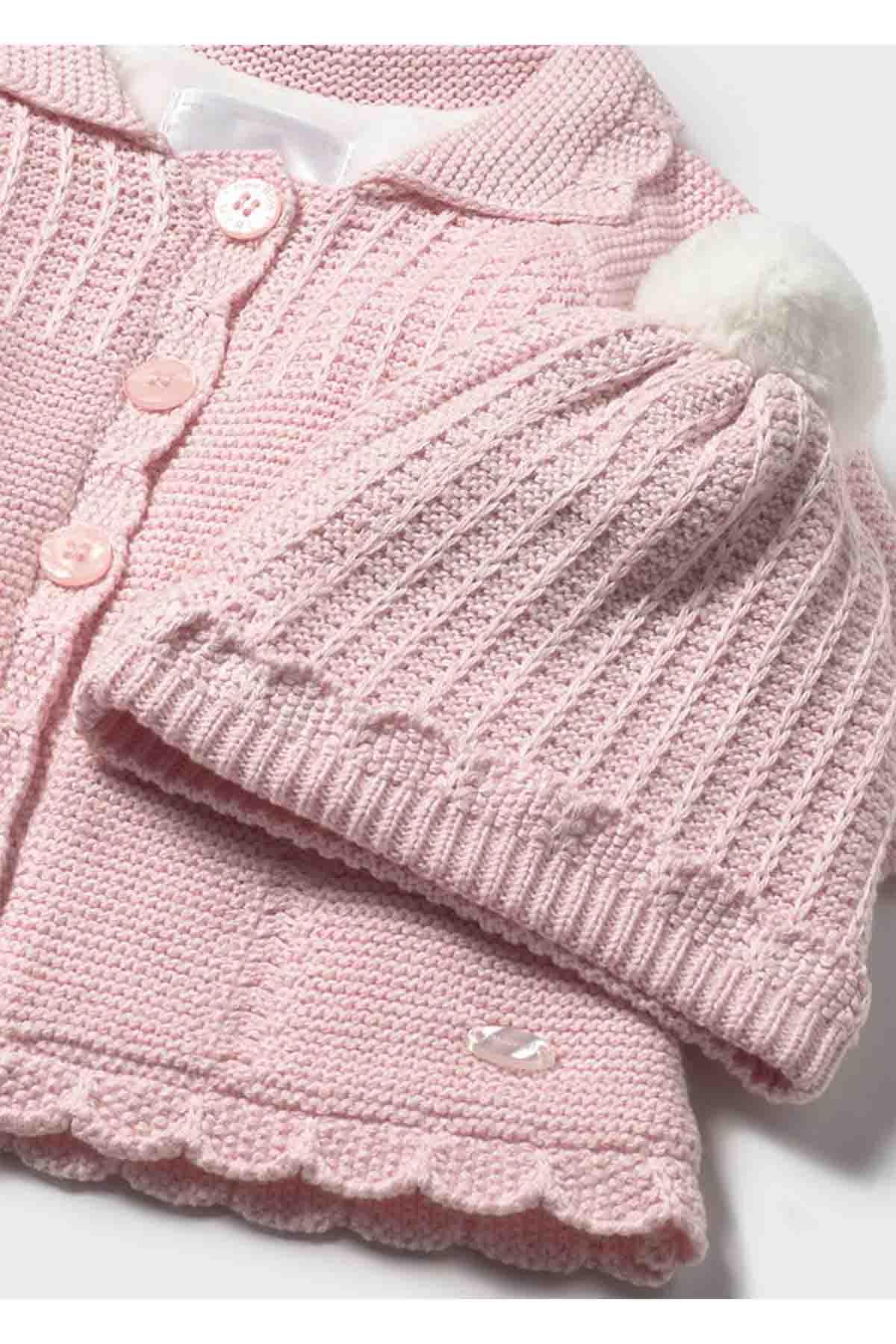 Mayoral Kışlık Kız Bebek 2'li Set Kaban Hırka & Şapka - Pembe