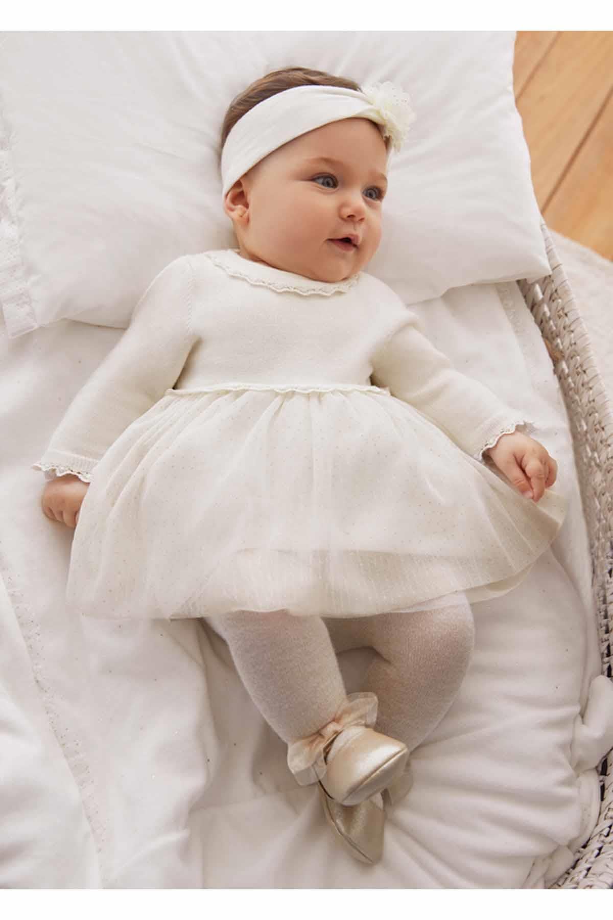 Mayoral Kışlık Kız Bebek Elbise - Krem