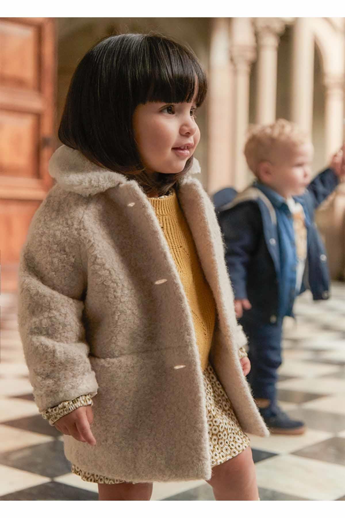 Mayoral Kışlık Kız Bebek Kürklü Kaban Mont - Bej