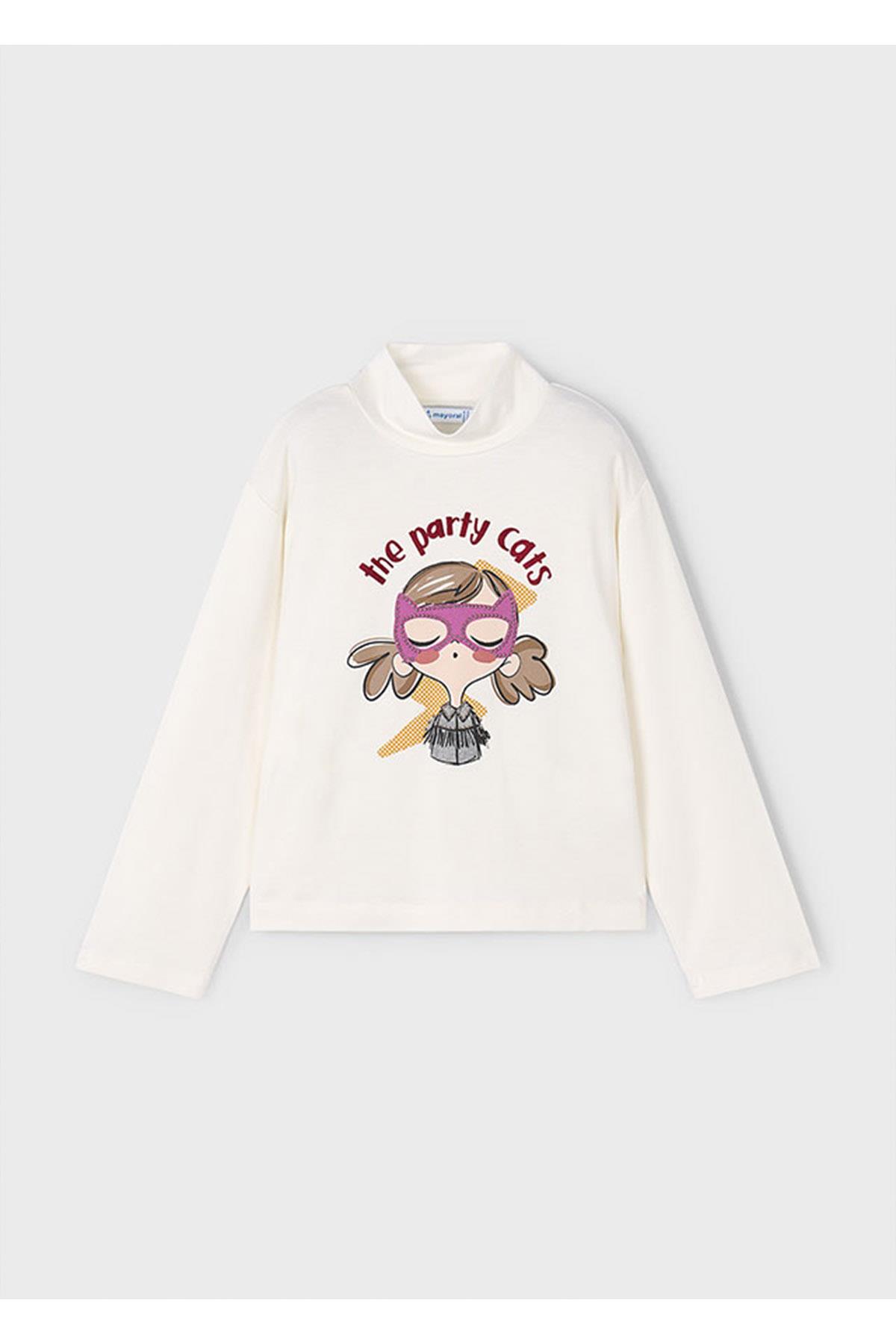 Mayoral Kışlık Kız Çocuk Uzun Kol Yarım Balıkçı Tshirt - Krem