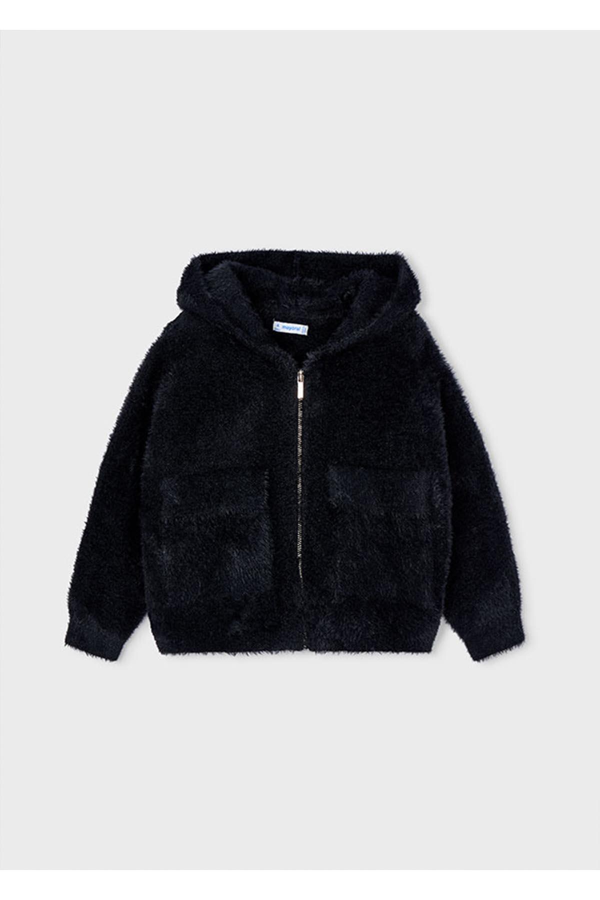 Mayoral Kışlık Kız Çocuk Yumuşak Triko Sweatshirt Hırka - Siyah