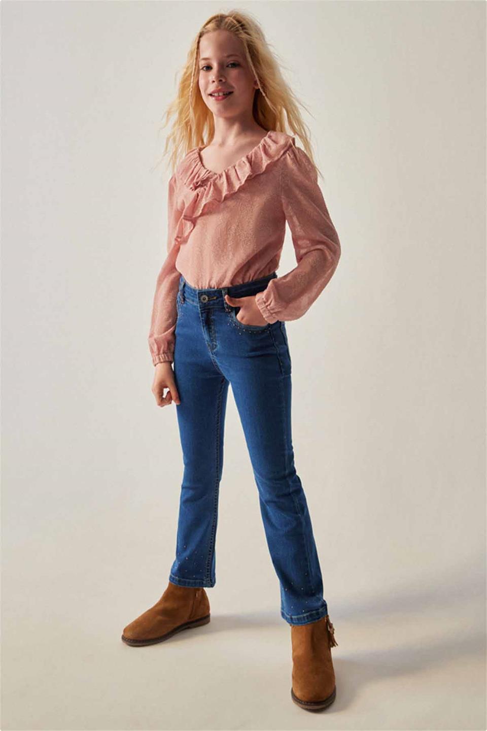 Mayoral Kışlık Kız Denim Pantolon Koyu Mavi