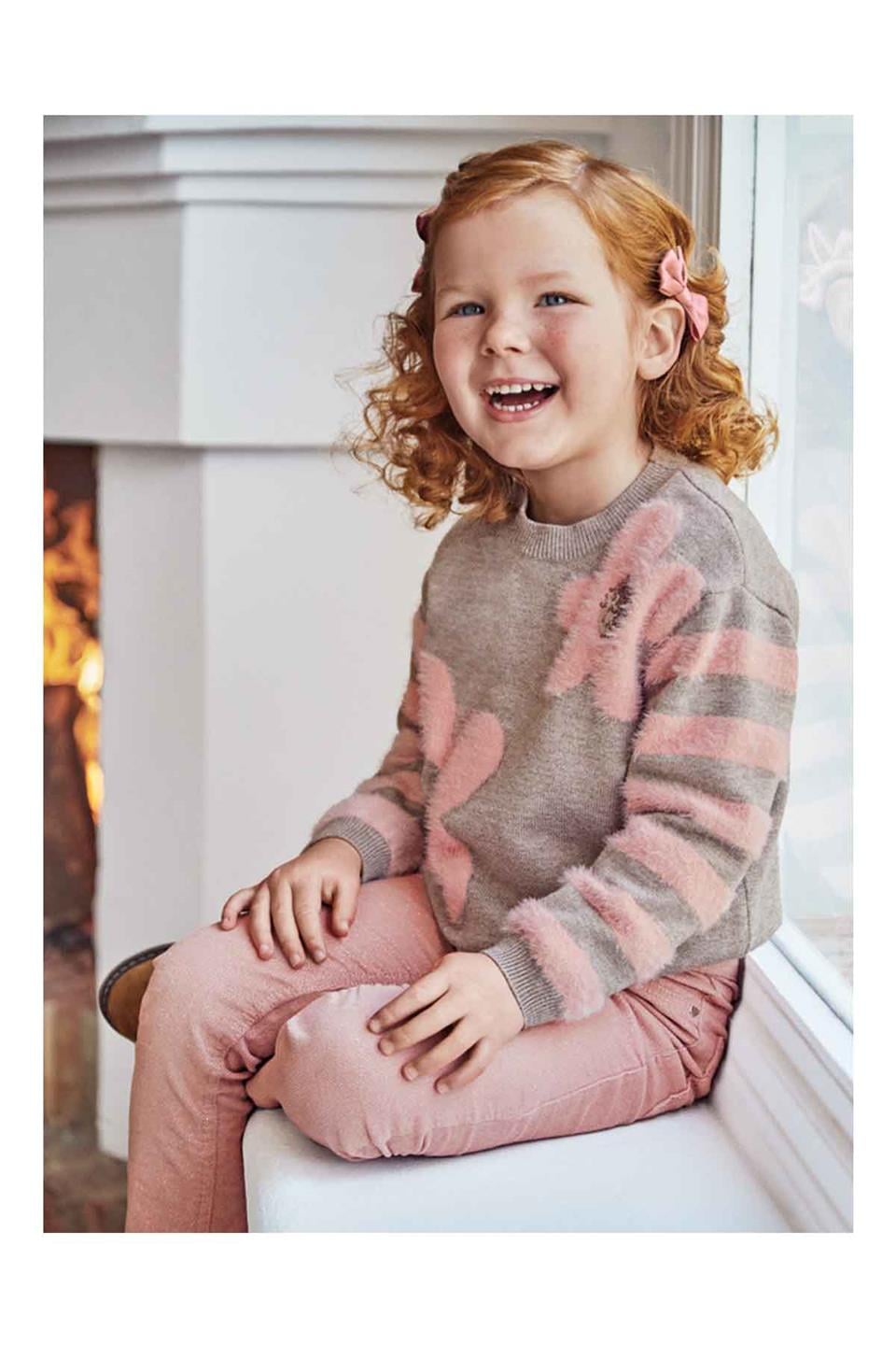 Mayoral Kışlık Kız Örme Kazak Pembe Çiçekli