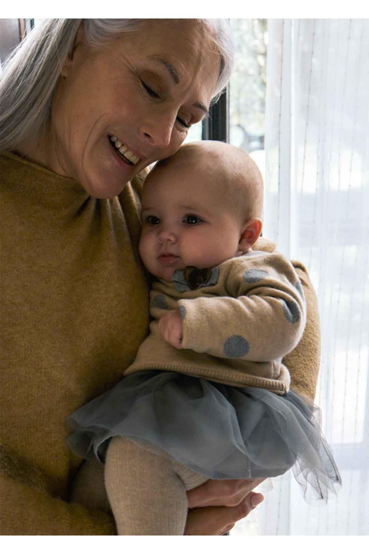 Mayoral Kışlık Kız Triko Sweat - Elbise - Gri & Bej