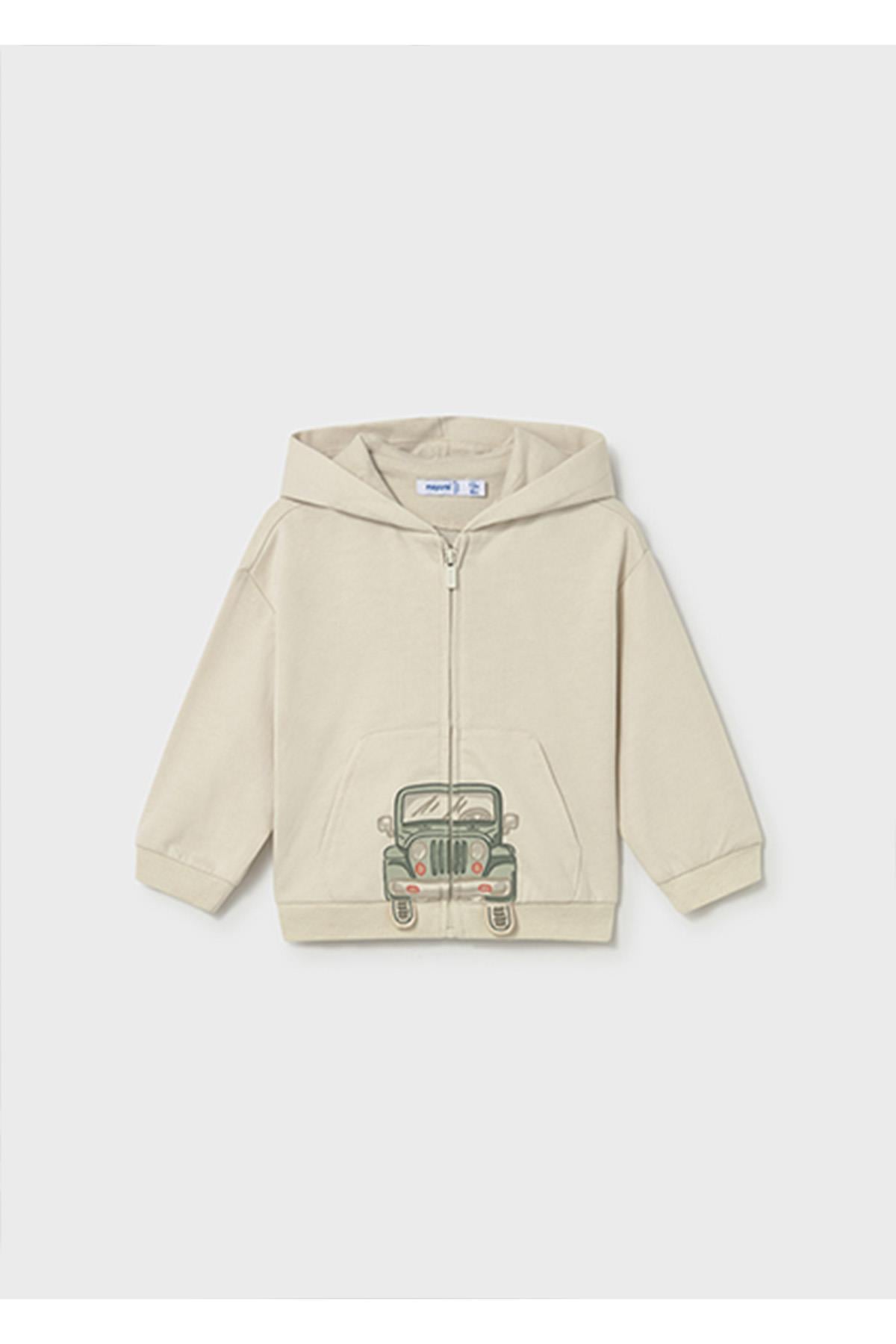 Mayoral Yazlık Erkek Bebek Araç Baskılı Sweatshirt - Bej