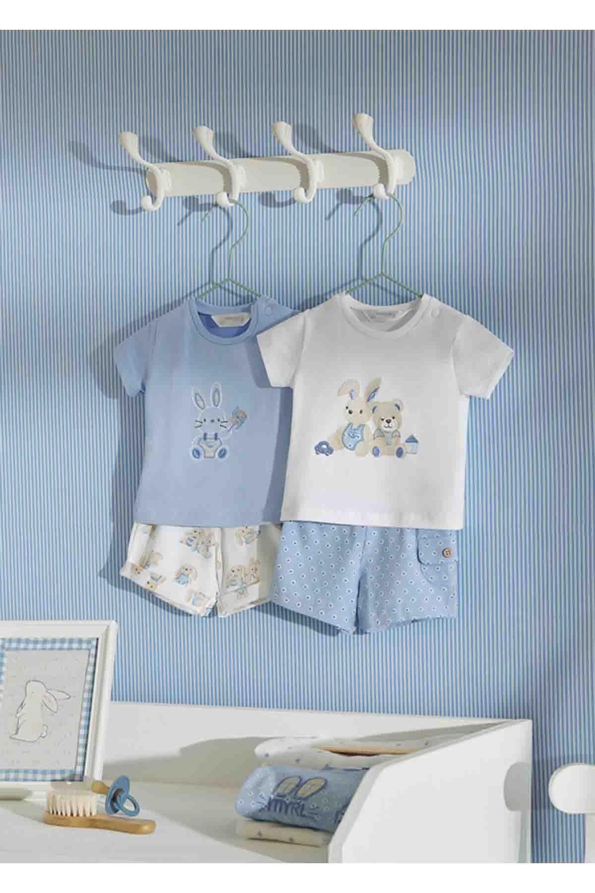 Mayoral Yazlık Erkek Bebek Bluz Şort 4'lü Set Mavi