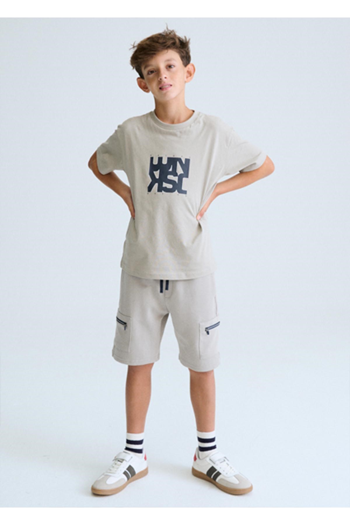 Mayoral Yazlık Erkek Çocuk Basic Baskılı Tshirt - Gri