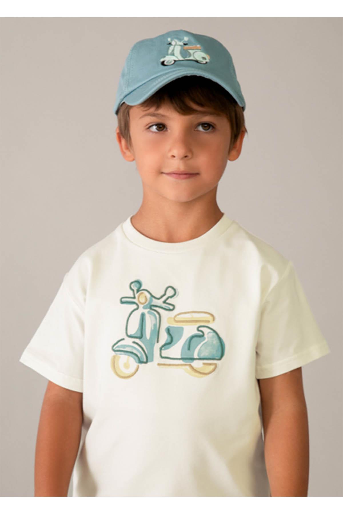 Mayoral Yazlık Erkek Çocuk Baskı Ve Nakışlı Tshirt - Krem