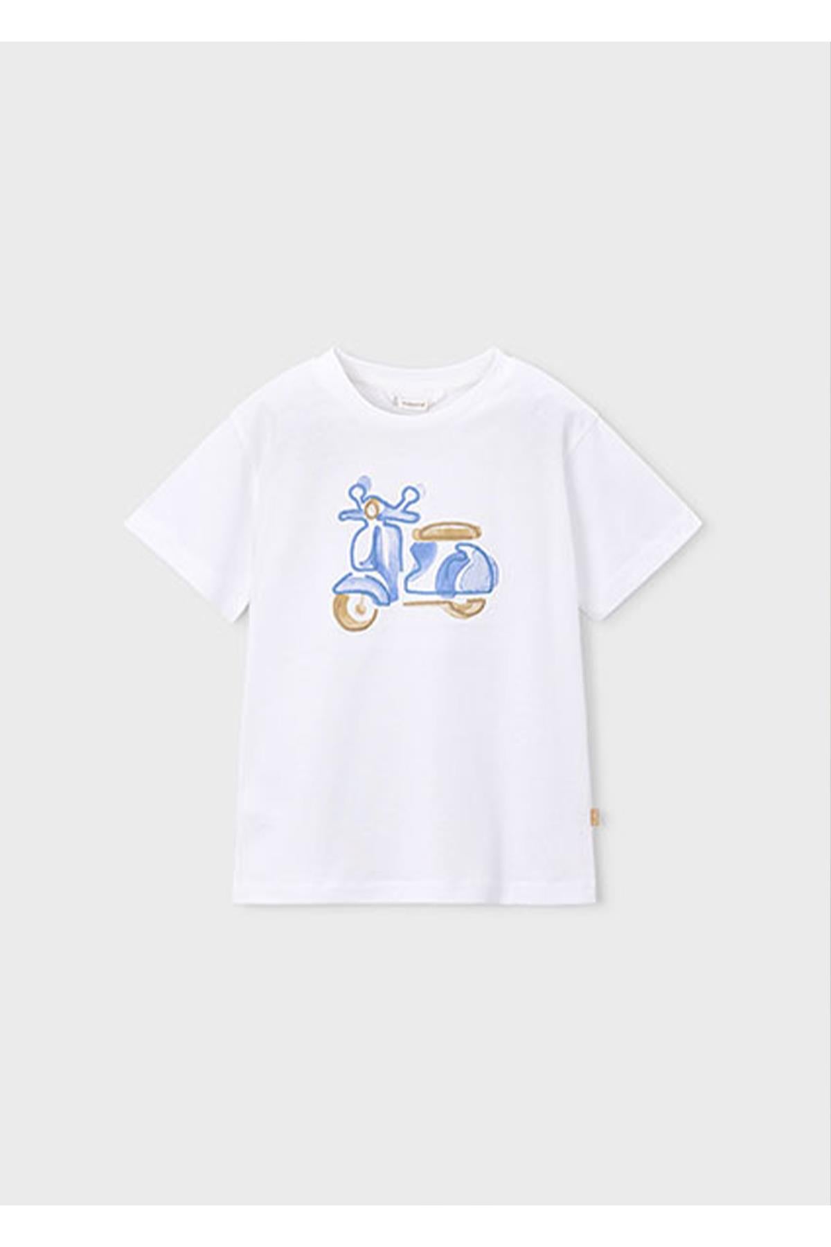 Mayoral Yazlık Erkek Çocuk Baskı Ve Nakışlı Tshirt - Beyaz