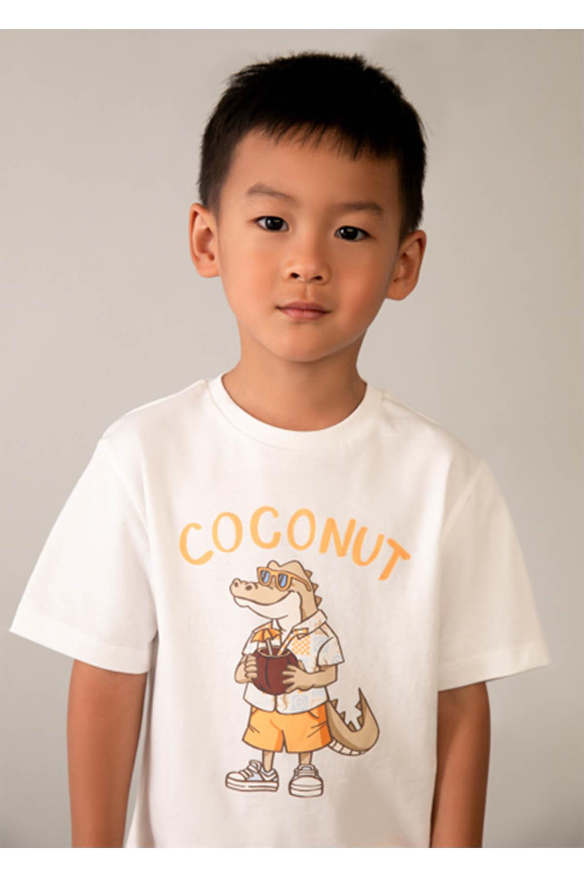 Mayoral Yazlık Erkek Çocuk Baskılı Tshirt - Krem