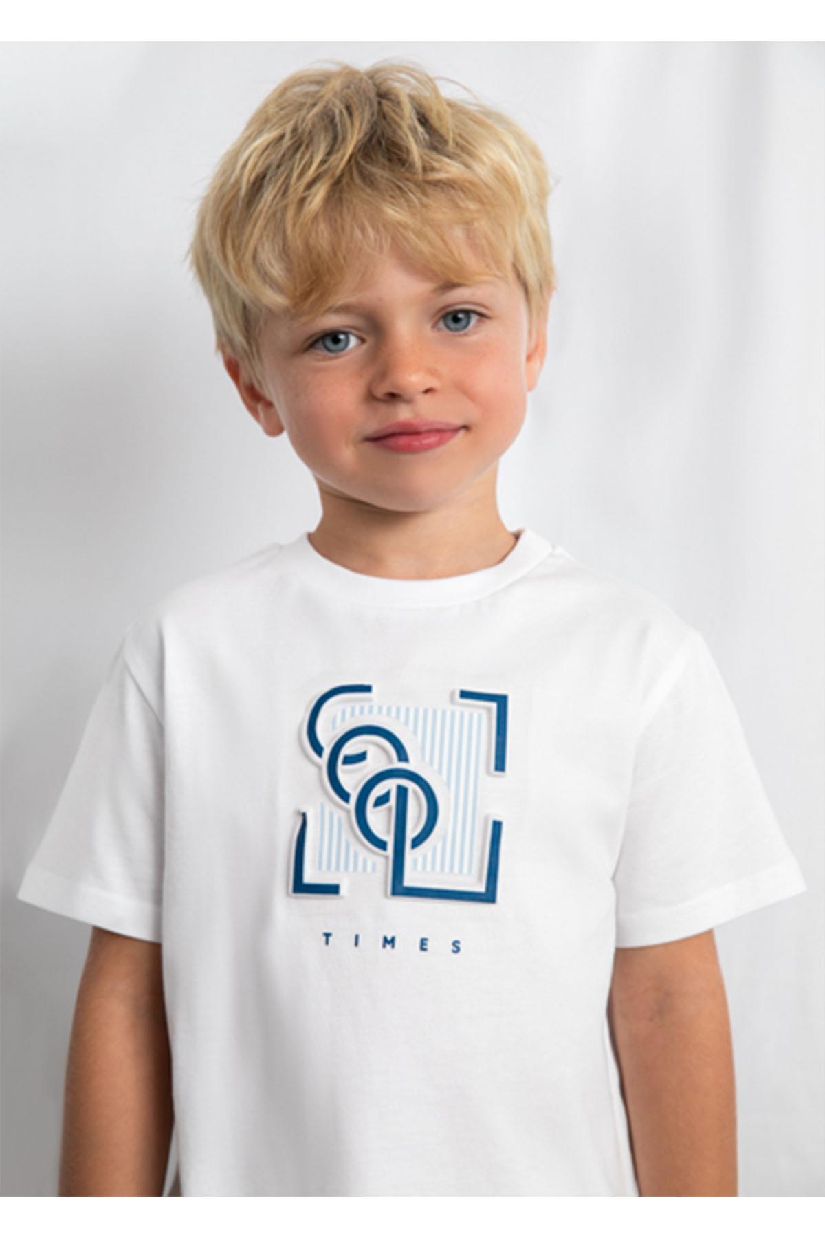 Mayoral Yazlık Erkek Çocuk Kabartma Baskılı Tshirt - Beyaz