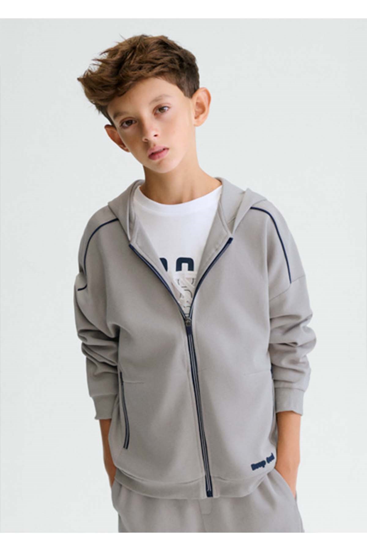 Mayoral Yazlık Erkek Çocuk Kapüşonlu Sweatshirt- Gri