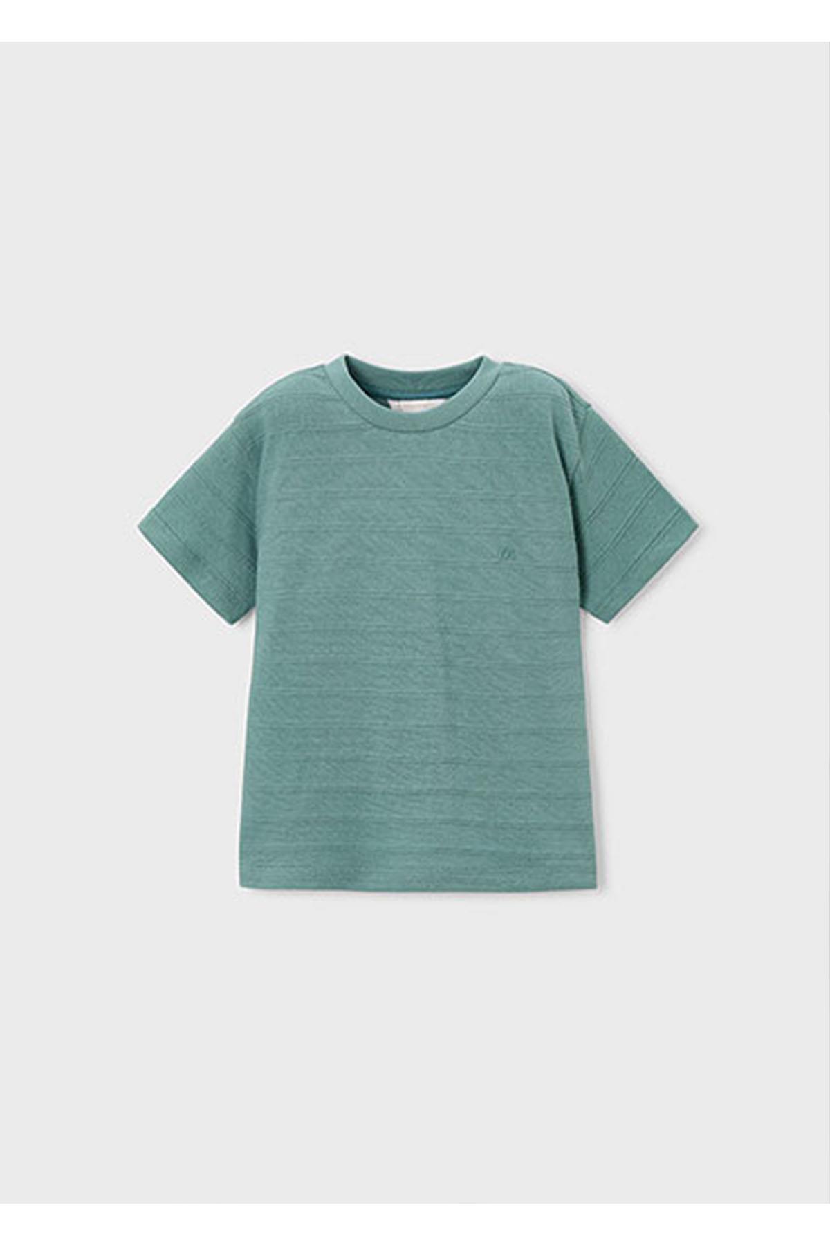 Mayoral Yazlık Erkek Çocuk Kendinden Cizgili Tshirt - Yeşil
