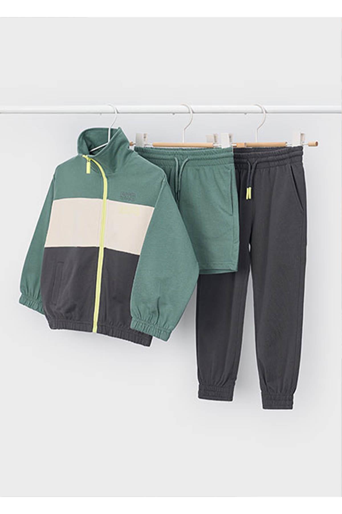 Mayoral Yazlık Erkek Çocuk Şort - Eşofman - Sweatshirt 3'lü Takım - Yeşil