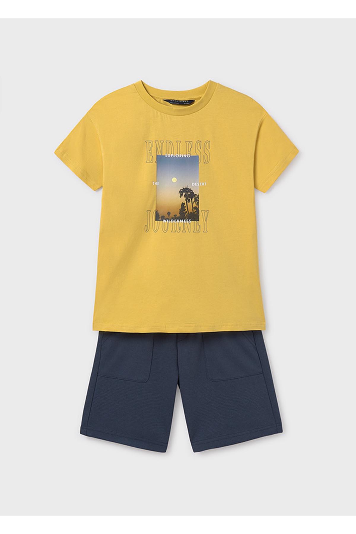 Mayoral Yazlık Erkek Çocuk T-Shirt Şort 2'li Takım - Koyu Sarı
