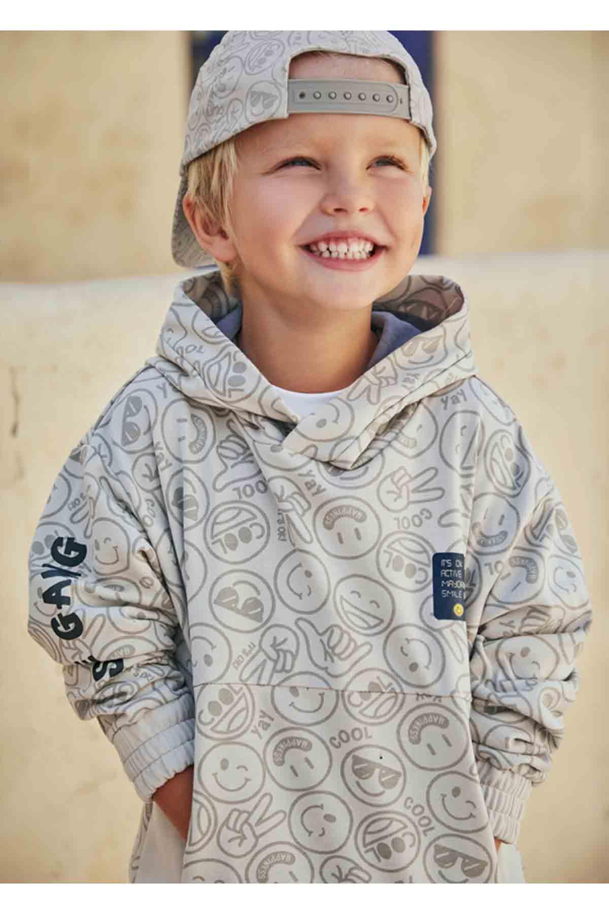 Mayoral Yazlık Erkek Kapşonlu Uzun Kol Sweatshirt Gri