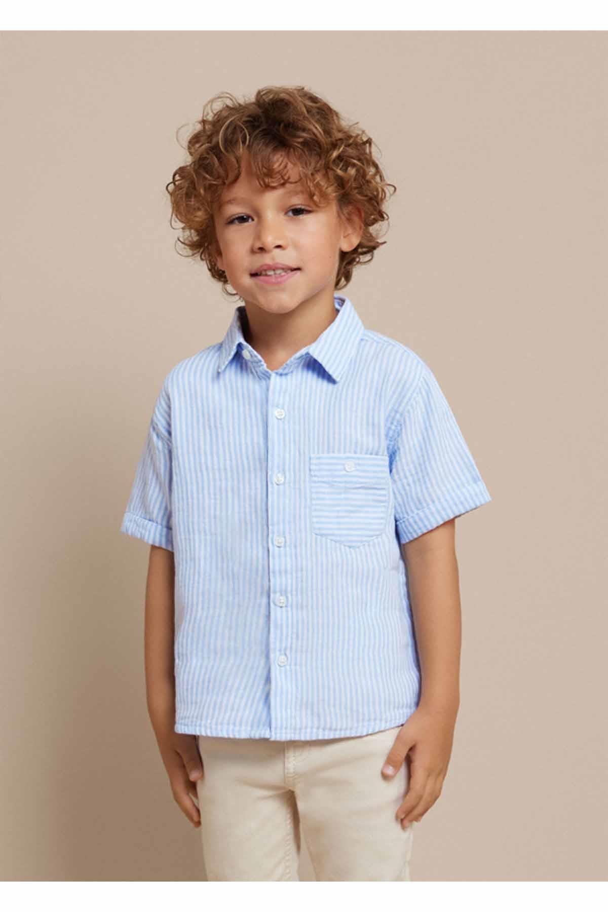 Mayoral Yazlık Erkek Kısa Kol Gömlek Mavi