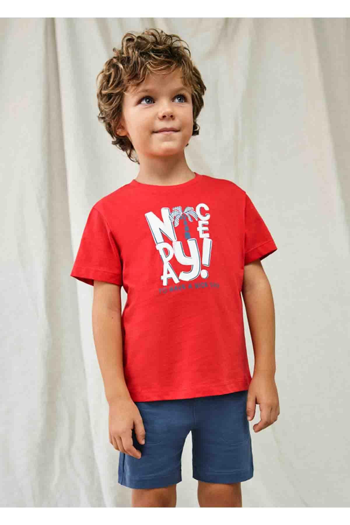 Mayoral Yazlık Erkek T-shirt Şort 3'lü Set Kırmızı