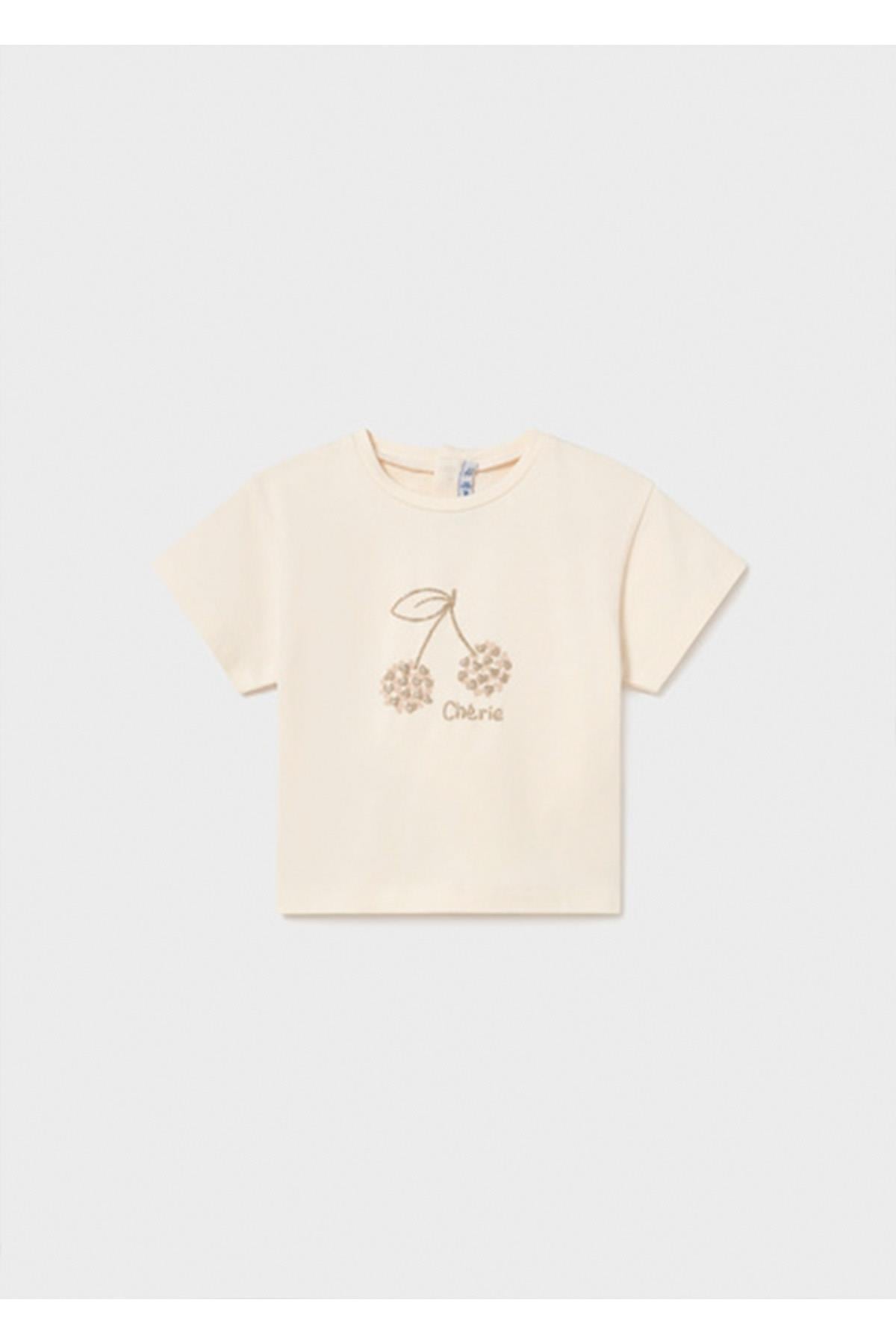 Mayoral Yazlık Kız Bebek Basic Tshirt - Krem