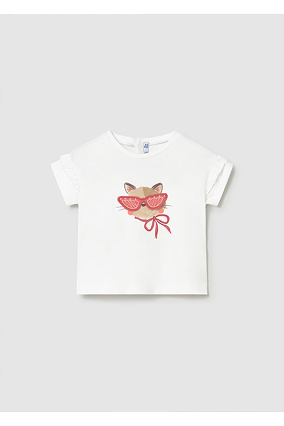 Mayoral Yazlık Kız Bebek Baskılı Tshirt - Ekru