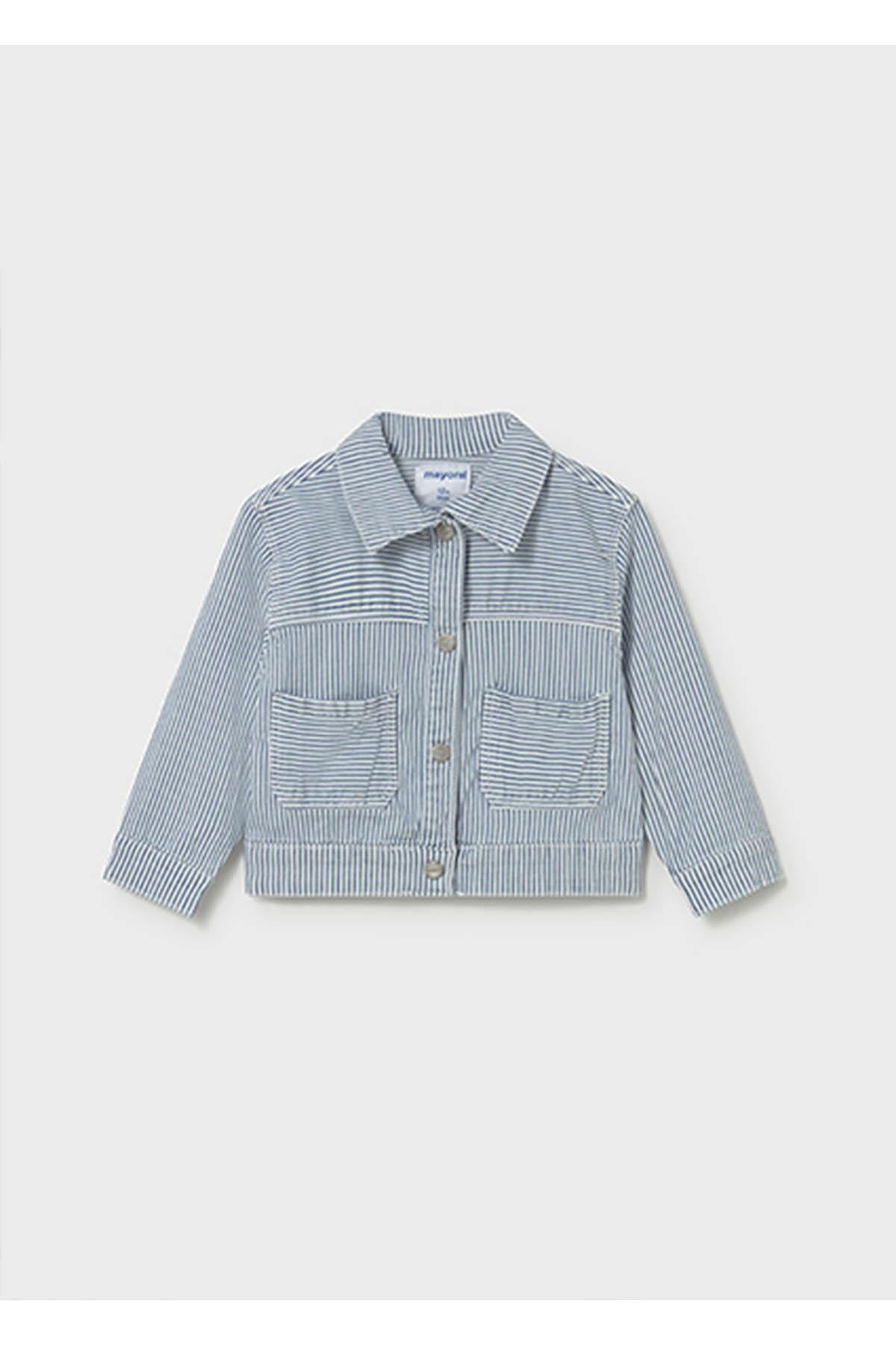 Mayoral Yazlık Kız Bebek Cizgili Denim Ceket - Mavi
