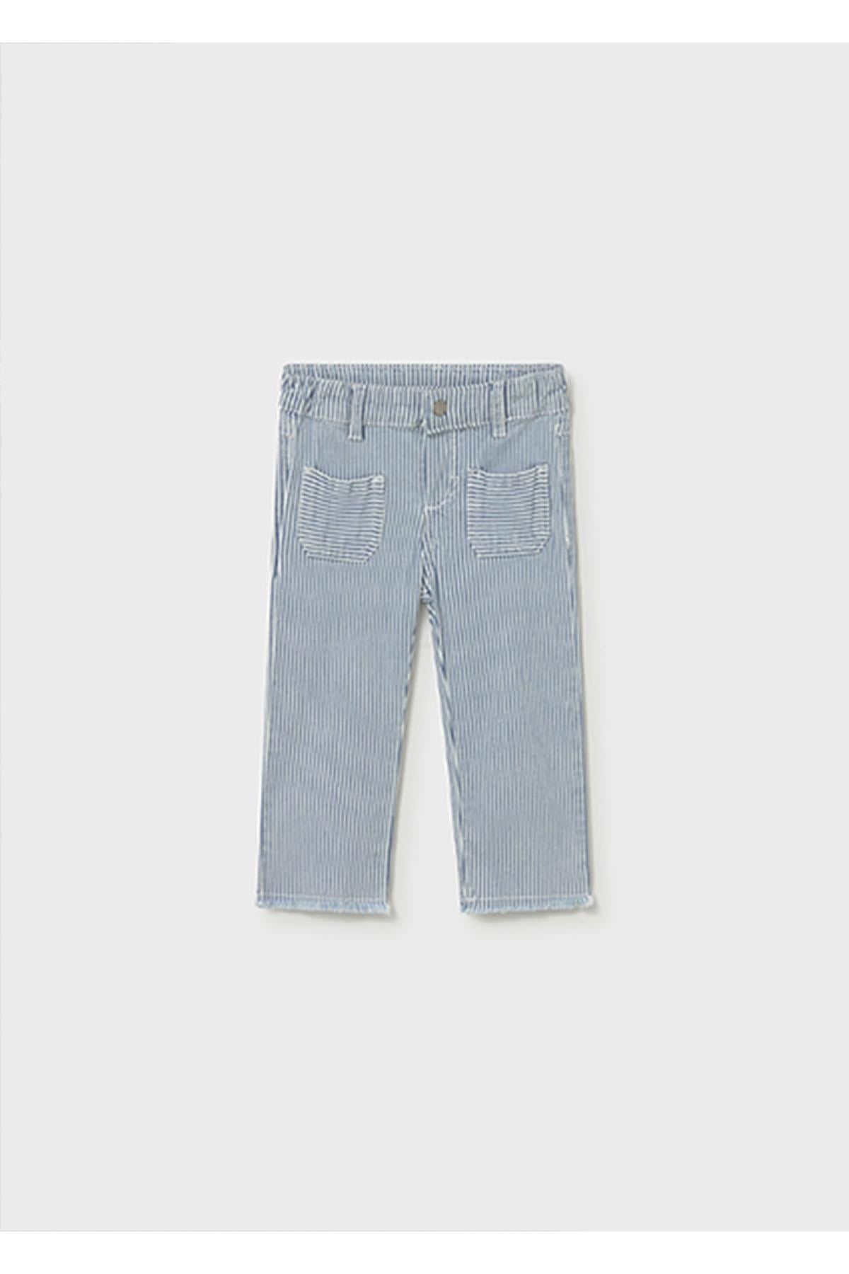 Mayoral Yazlık Kız Bebek Çizgili Denim Pantolon - Mavi