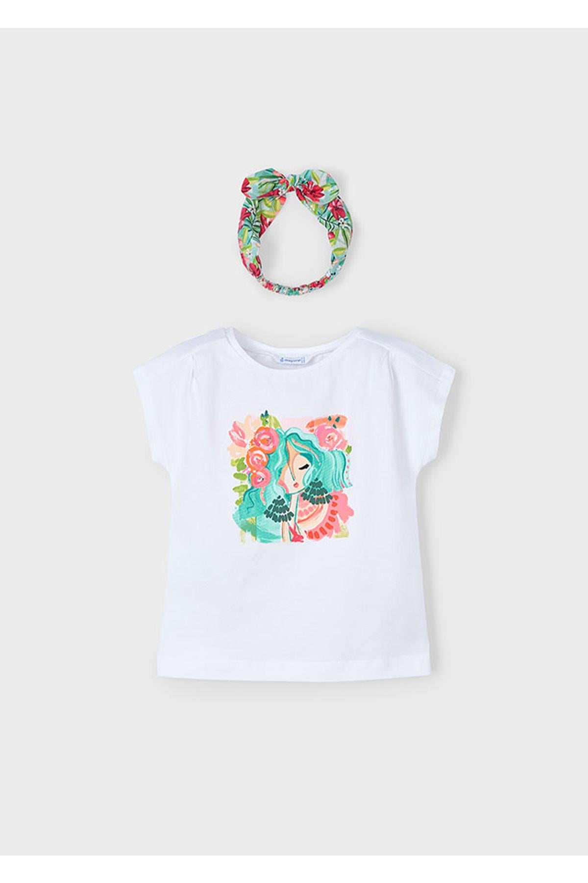 Mayoral Yazlık Kız Çocuk Bandanalı T-Shirt - Beyaz