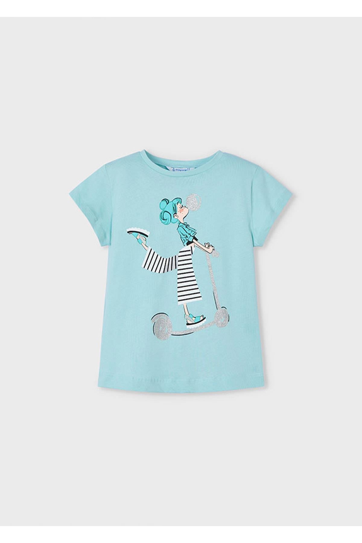 Mayoral Yazlık Kız Çocuk Baskılı T-Shirt - Yeşil