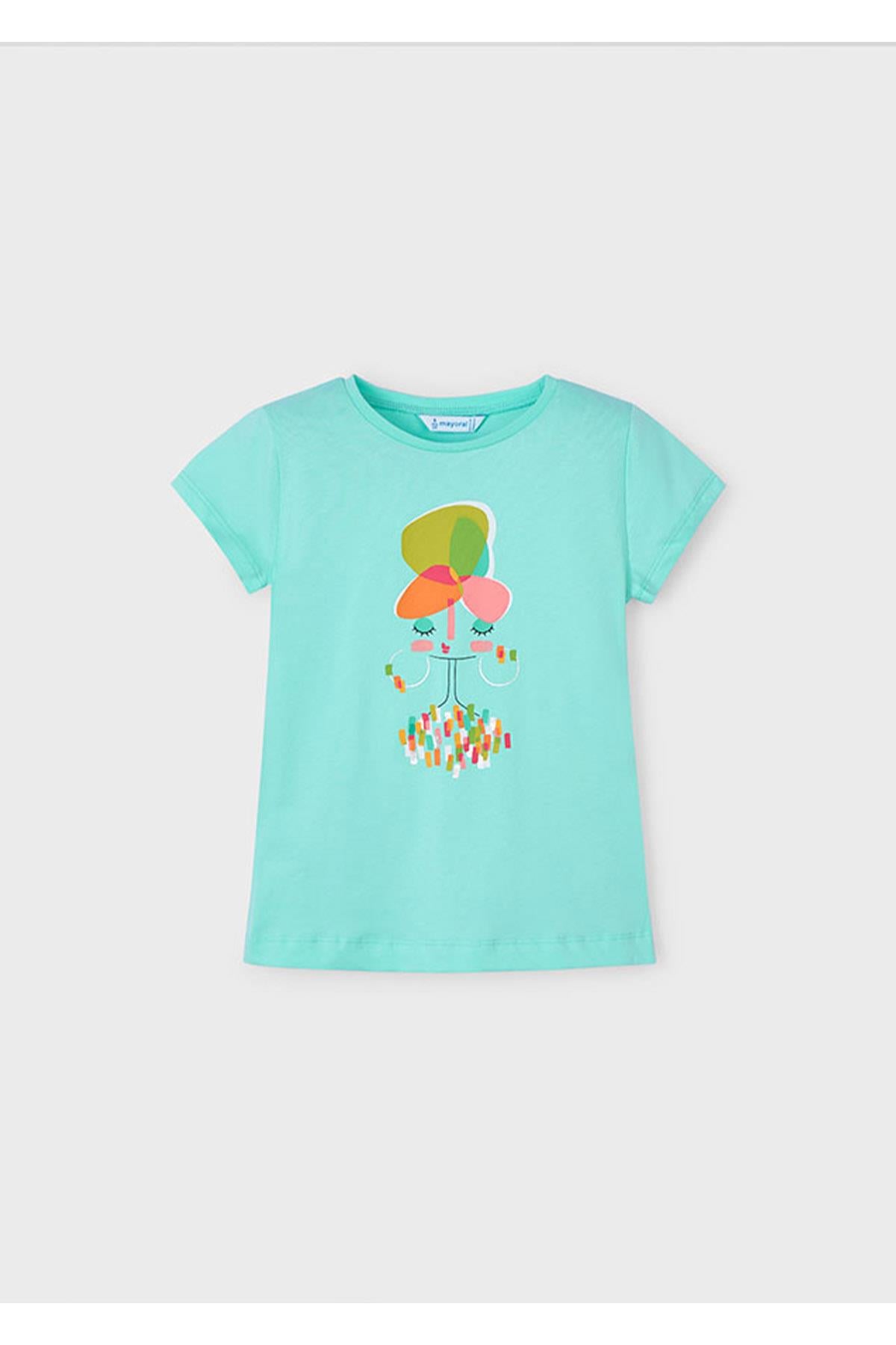 Mayoral Yazlık Kız Çocuk Baskılı T-Shirt - Yeşil
