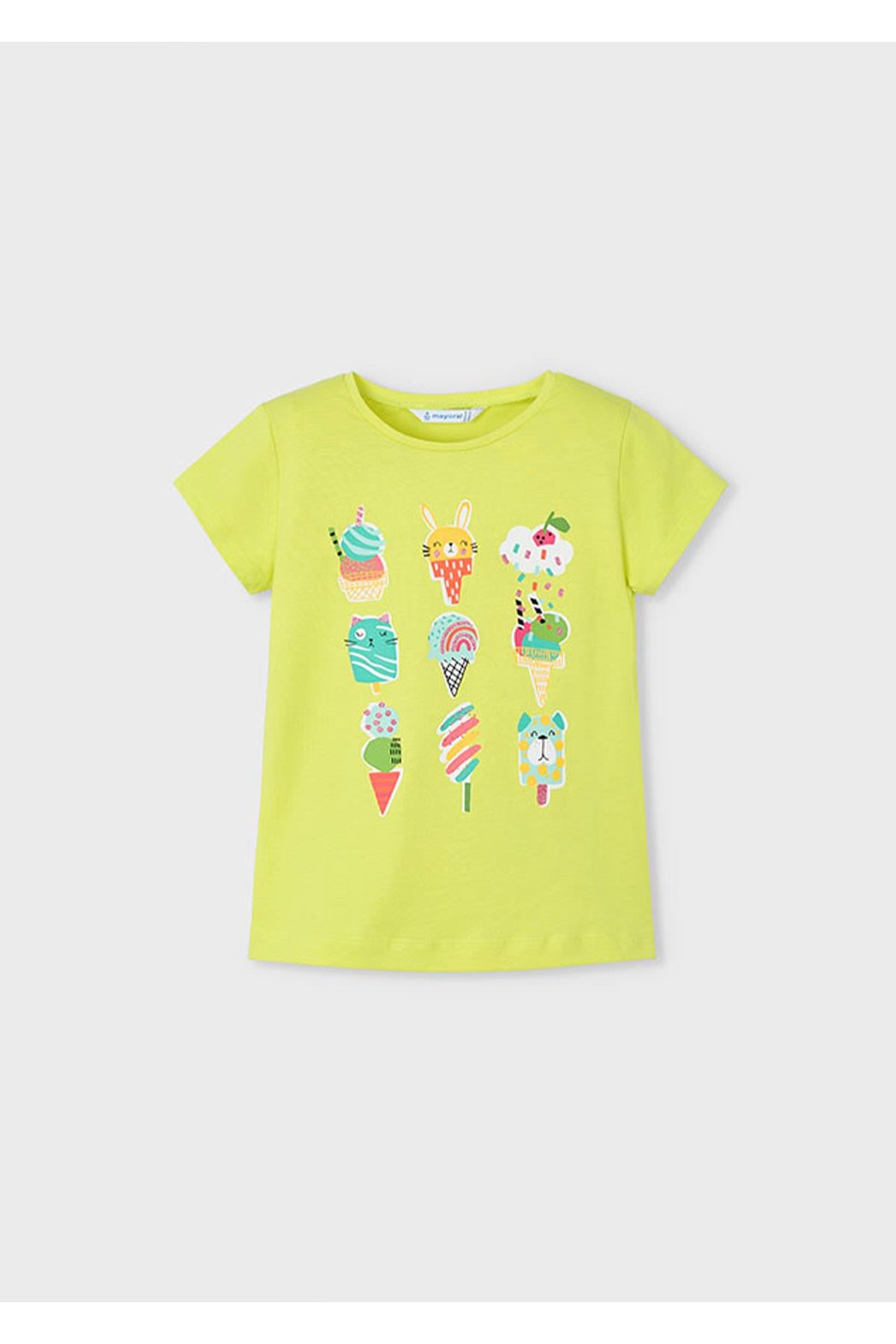Mayoral Yazlık Kız Çocuk Baskılı T-Shirt -  Neon Yeşili