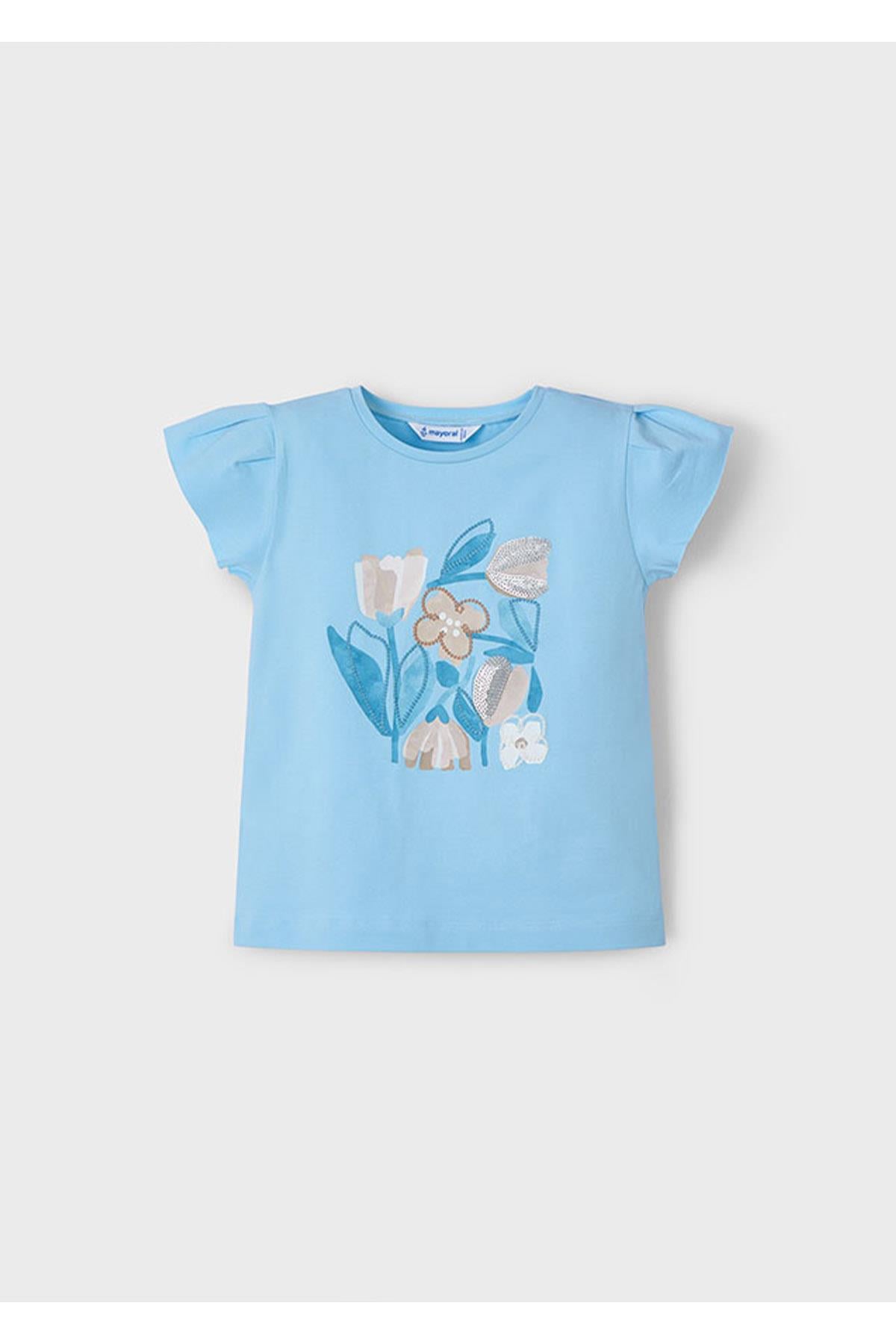Mayoral Yazlık Kız Çocuk Baskılı T-Shirt - Bebe Mavi