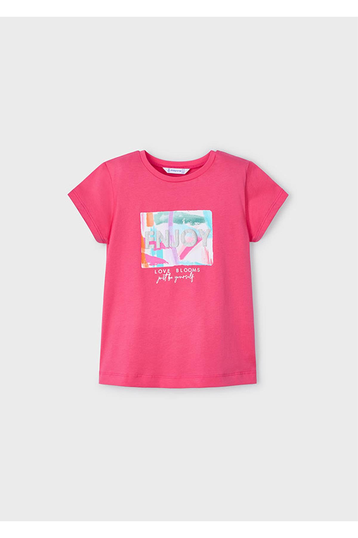 Mayoral Yazlık Kız Çocuk Baskılı T-Shirt - Pembe
