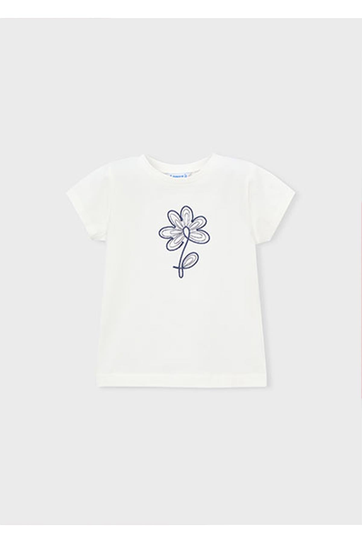 Mayoral Yazlık Kız Çocuk Baskılı Tshirt - Ekru
