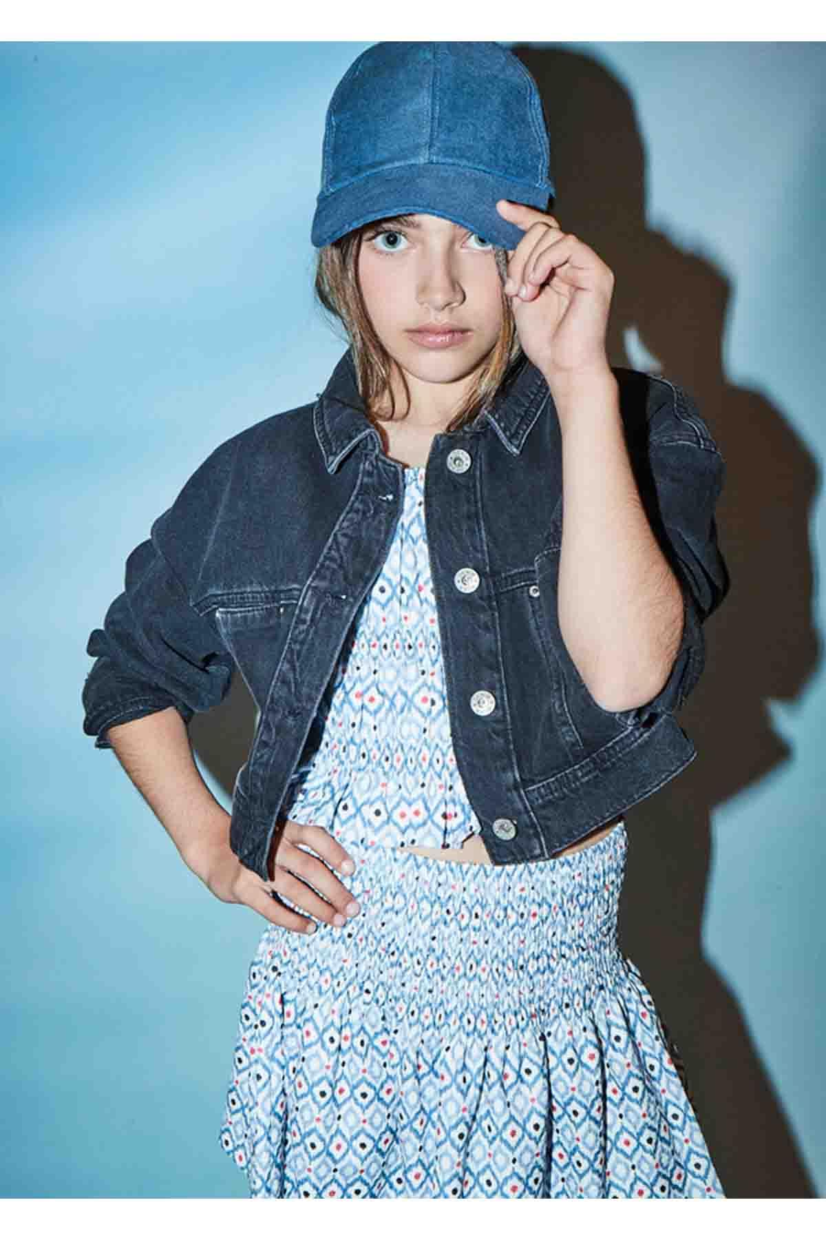 Mayoral Yazlık Kız Çocuk Denim Ceket - Siyah