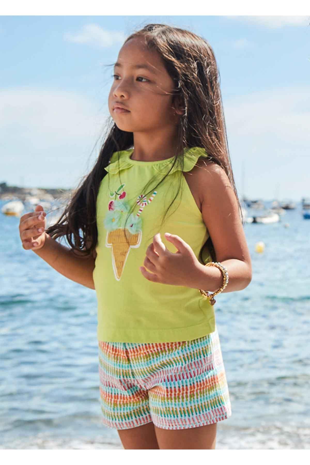 Mayoral Yazlık Kız Çocuk Kısa Şort T-Shirt Takım - Neon Yeşil