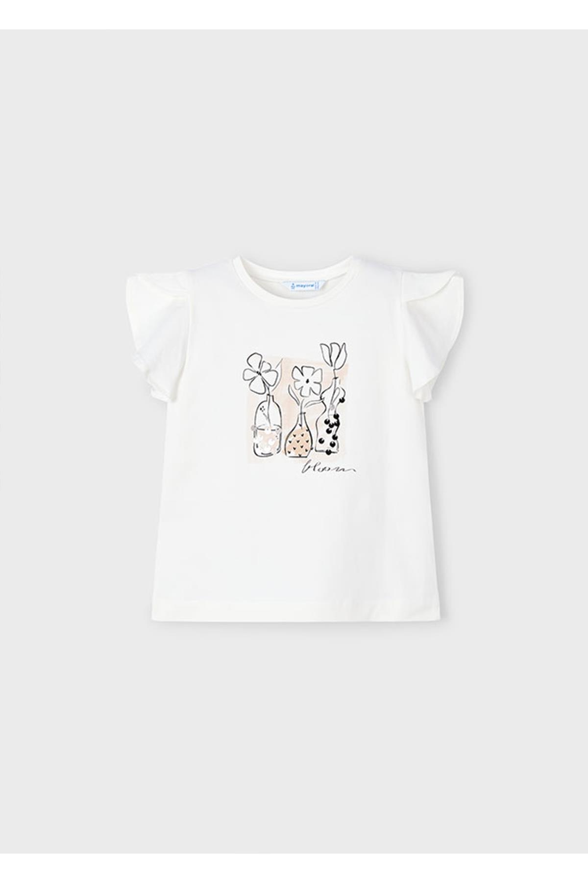 Mayoral Yazlık Kız Çocuk T-Shirt - Ekru