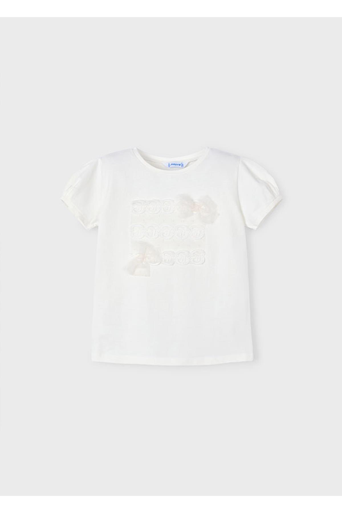 Mayoral Yazlık Kız Çocuk T-Shirt - Ekru