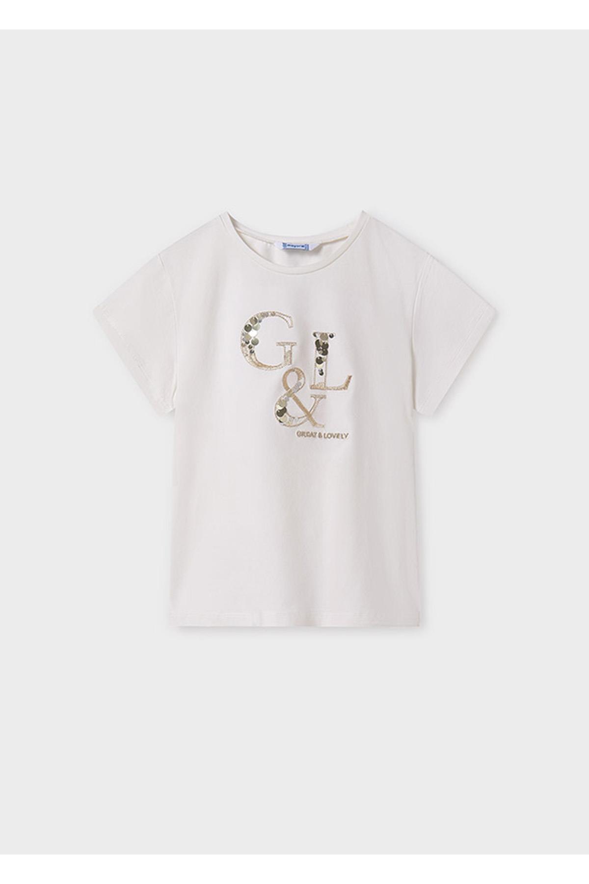 Mayoral Yazlık Kız Çocuk T-Shirt - Krem
