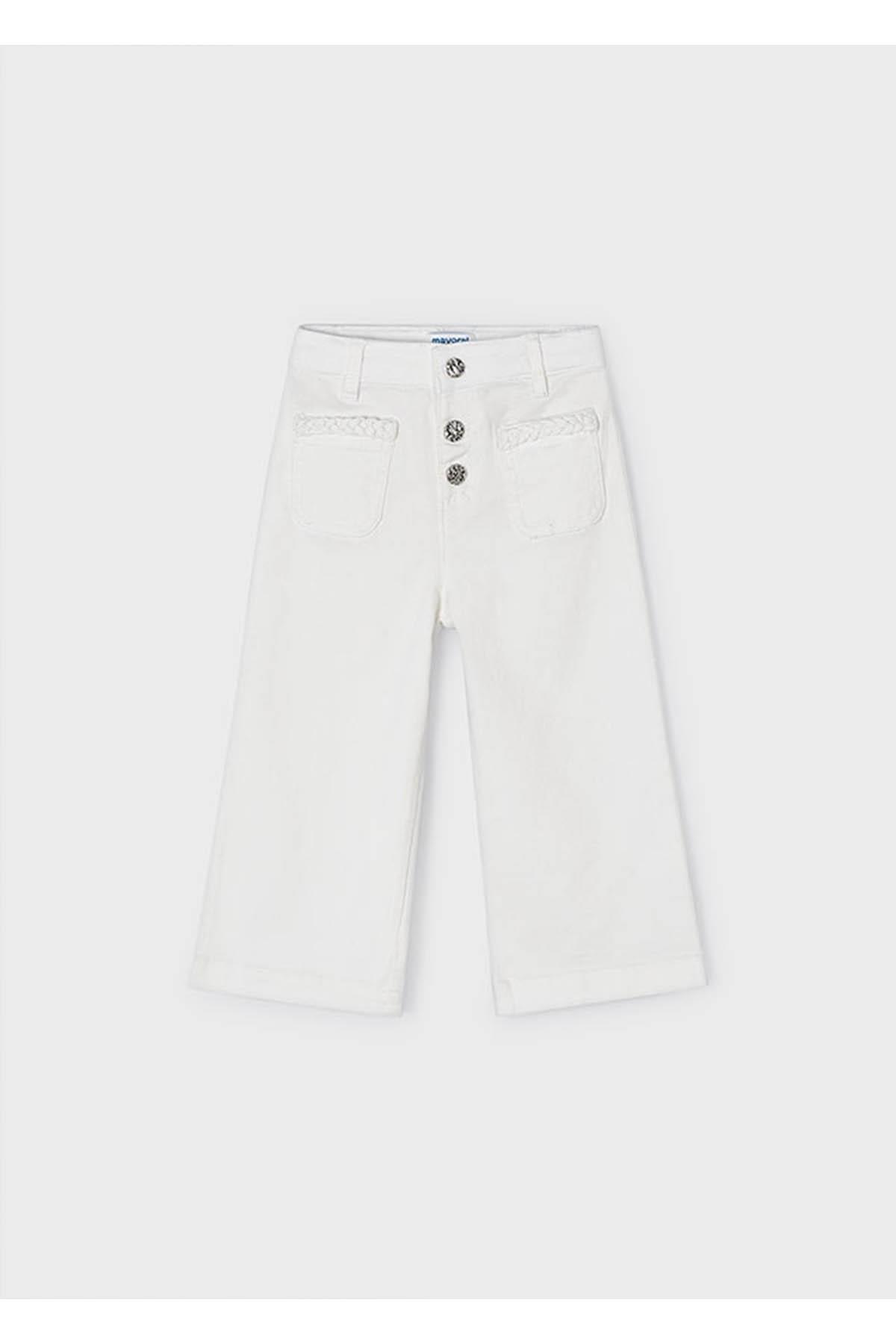 Mayoral Yazlık Kız Gabardin Pantolon - Beyaz