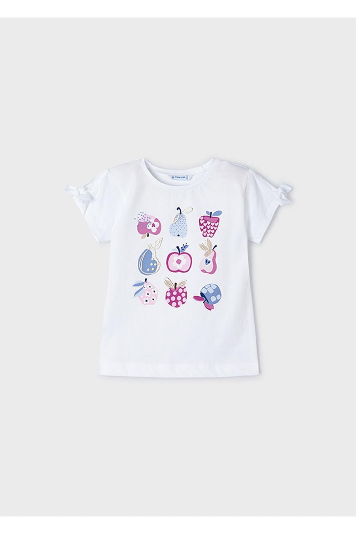Mayoral Yazlık Kız Kısa Kol T-shirt - Beyaz
